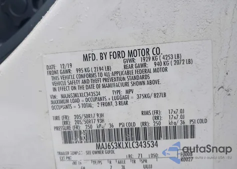 2020 Ford Ecosport Titanium from USA, damaged, VIN MAJ6S3KLXLC343534
